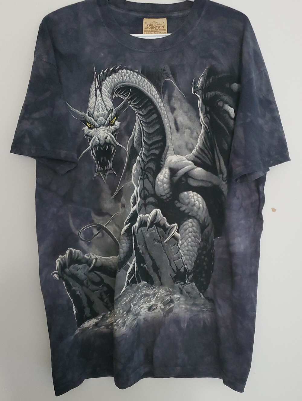 Vintage 2001 The Mountain Black Dragon T Shirt L Y2K Romas Kukalis